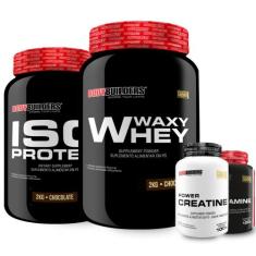 Kit Waxy Whey 2Kg + Iso Protein 2kg+ Power Creatina 100g + Power Gluta