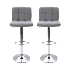 Kit 2 Banquetas Altas Com Encosto Alto Estofado Para Cozinha Bancada I