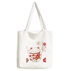 Lucky Fortune Bolsa de lona para fãs de flor de gato Japão, bolsa de compras casual