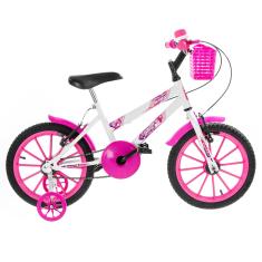Bicicleta Reforçada Infantil Juvenil Bicicleta Ultra Bikes Kids Unicorn Aro 16 Branco/Feminina Rosa
