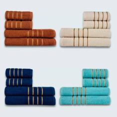 Jogo De Toalhas 16 Pç Coleção Dubai 100% Algodão Mr+bg+az+vd