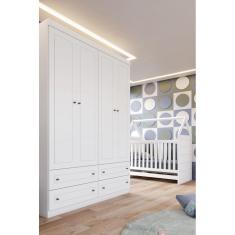 Guarda Roupa Infantil  Americano 4 Pts Branco - Henn
