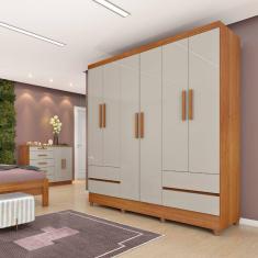 Guarda Roupa Casal Oregon 6 Portas  4 Gavetas Com Pés Tcil