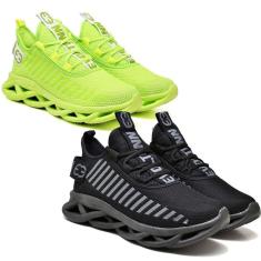 Tênis Masculino Corrida Academia Running Leve Kit 2 Peças-Masculino