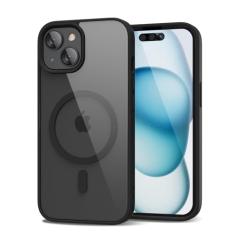 oakxco Capa magnética transparente para iPhone 15, compatível com Magsafe, fina, fina, transparente, não amarela, amortecedor de silicone macio híbrido e capa protetora de plástico rígido para