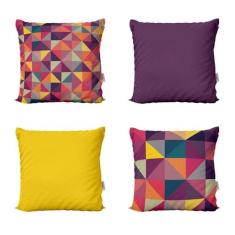 Capas Almofadas Decorativas Geométricas Coloridas Roxo 40X40 - Novadec