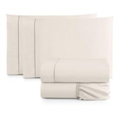 Jogo de Cama Casal Queen Percal 400 Fios Ponto Palito 04 Peças, Antiác