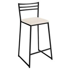 Banqueta Alta Lisboa Em Aço Carbono Branco Gelo