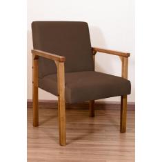 Poltrona Decorativa Luna Braço de Madeira - Squadra Decor, Marrom