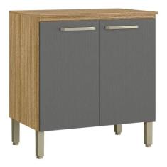 Balcão De Cozinha Ametista 2 Portas 80 Cm Freijó Gris - Kits Paraná - 
