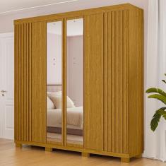 Guarda Roupa Casal Suíça Com Espelho 6 Portas Linhamobília Cinamomo