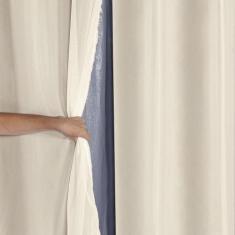 Cortina Blackout Pvc Prata Com Voil 2,80 M X 1,60 M Bege - Eddi Casa