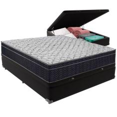 Cama Box Baú Preto Casal Extra Firme Airtech D45 Ortobom