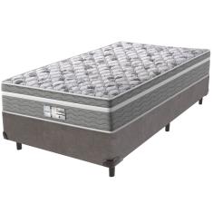 Cama Box Cinza e Colchão Evolution Molas Ensacadas Solteiro Probel
