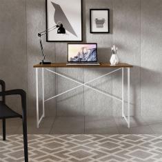 Mesa Escrivaninha Para Estudo Office 0,76 Cm Miami Imbuia/ Branco