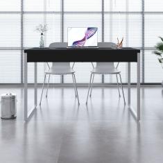 Mesa Para Escritório 120cm 2 Gavetas Kuadra Preto ônix - Est.branca