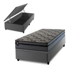 Conjunto Box Baú Cinza Montreal Cinza 88x188x71 c/ Molas Ensacadas