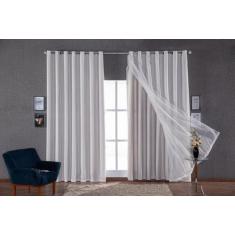 Cortina Blecaute Com Voil Sala Quarto 4 Metros - Pilli Enxovais E Tape
