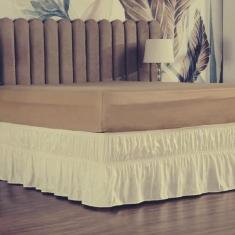 Saia Box Cama Casal e Queen com 2 Elásticos Ajustável Babado 1 Peça - 