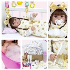 Bebê Reborn Boneca Baby Alive 100% Silicone Realista Barata - Cegonha 