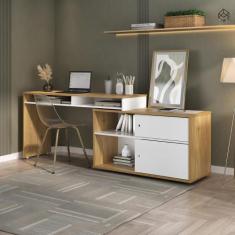 Escrivaninha Mesa Escritório Flex para Home Office com 2 Portas, Nicho