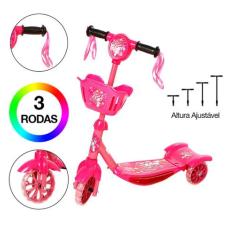 Brinquedo Infantil Patinete Scooter 3 Rodas Com Cesta Luz E - Art Brin