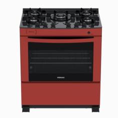 Fogao 5 Bocas Venax Delplus Vitreo Bl Vermelho Gas Glp, Bivolt