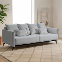 Sofá Living 2 Lugares 180cm com Base de Ferro Tecido Bouclé Acácia Cin