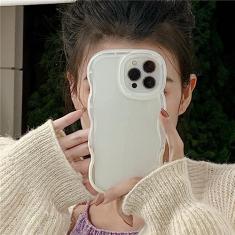 Capa de telefone com suporte invisível de cor doce fofa para iPhone 14 13 11 Pro Max 11 14 Pro Fashion Borda ondulada Capa macia de silicone, T1, para iPhone 14