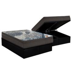 Cama Box Baú Queen: Colchão Molas SuperPocket Ensacadas Ortobom Fort Tech ISO + Base CRC Courano Black(158x198)