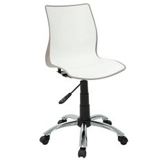 Cadeira Plástica Maja Bi-color Camurca E Branca Com Rodizio Em Aco Cromado Tramontina 92073/210
