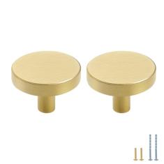 Evionlin 2 maçanetas de armário de latão sólido de cobre puro puxadores para gaveta de armário de cozinha, puxadores de latão dourado escovado com parafusos
