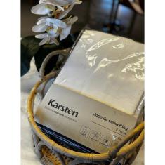 Lençol c/ Elástico King Karsten 150 Fios 100% Algodão com Fronha Matiz cor natural