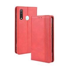 Capa para VIVO Y5S, capa flip carteira de couro para VIVO Y5S, capa magnética retrô para celular, capa carteira de telefone com compartimentos para cartões