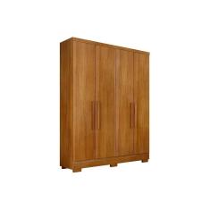 Guarda Roupa Solteiro 4 Portas e 2 Gavetas c/ Pés Milly/Veneza Cumaru - Novo Horizonte