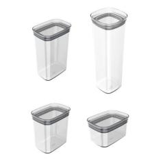 Kit 4 Potes Herméticos Porta Alimentos Mantimentos Com Tampa - OU