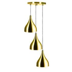 Lustre Pendente Aluminio Gota Triplo 21cm Dourado - MARRYLUZ