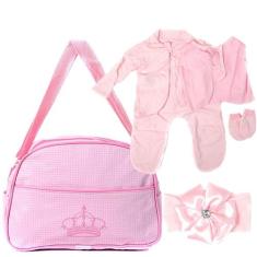 Bolsa Maternidade Rosa com Roupas para Boneca Bebê Reborn - Saída Mate