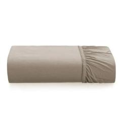 Lençol Queen c/ Elástico Tom 200 Fios 100% Algodão Karsten, Bege