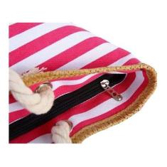 Bolsa De Praia Lona Listra Feminina Moda Alça De Corda Ombro - oem, Ve