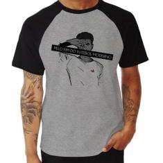 Camiseta Raglan Pelo fim do futebol moderno - Foca na Moda, Cinza, Pre