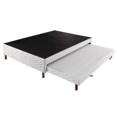 Cama Box Base C-auxiliar Casal Sommier Rústico Bordado White (138x188x30) - Paropas