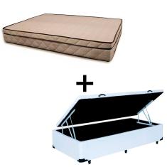 Cama Baú Solteiro 88 Tecido Sintético Branco Com Colchão Polônia Bello Box - D28 66x88x188