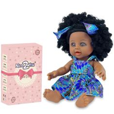 Boneca Nice2you preta afro-americana de 10 polegadas com vestido