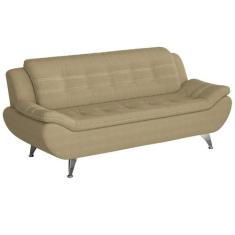 Sofá 3 Lugares New Passion Suede Bege - Modern