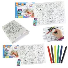 Tapete Para Colorir Lavável Atóxico Caixa De 06 Giz De Cera