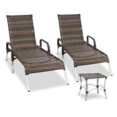Kit 2 Espreguiçadeiras Reclinável Alumínio Fibra Sintética Madrid Com 