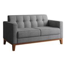 Sofá 2 Lugares Narvik Linho Cinza 1,60 Para Sala Recepção Base de Made