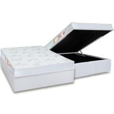 Cama Box Baú Casal: Colchão Espuma Castor D33 Sleep Max Relax + Base CRC Courano White(138x188)