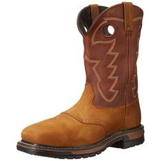 ROCKY Bota masculina original Ride Steel Toe impermeável Western B, Crazy Horse e Bridle Brown, 7 Wide